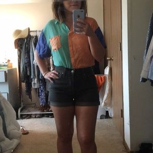 Vintage 90s color block button up